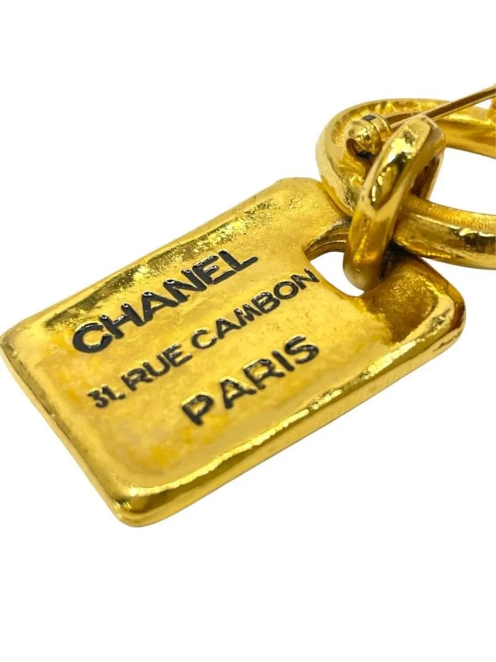 Chanel Brooch Cambon Plate Swing 31 Rue Metal Gold